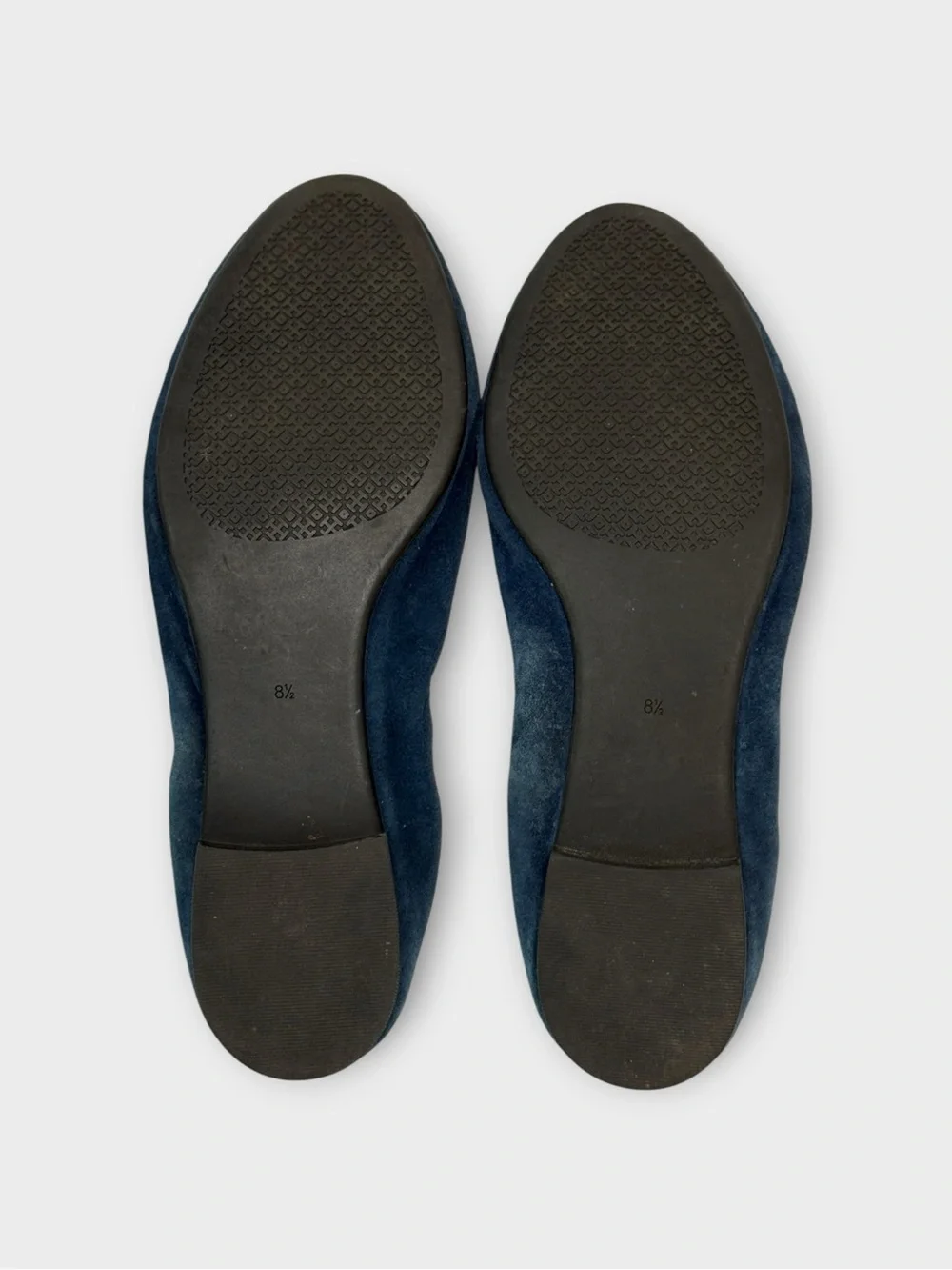 Tory Burch Navy Suede Crystal-Embellished Ballet Flats